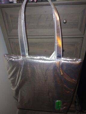 Clinique Metallic Silver Tote Bag